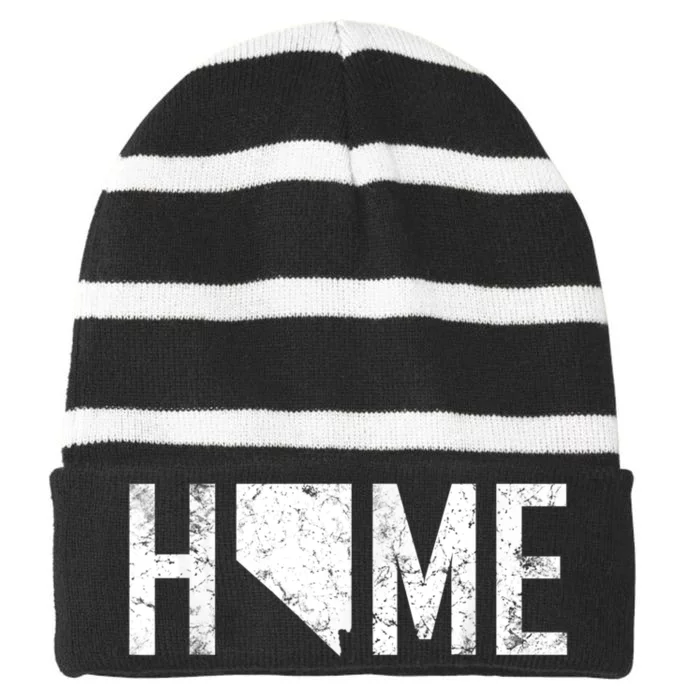 Retro Nevada Las Vegas Is Home Striped Beanie with Solid Band