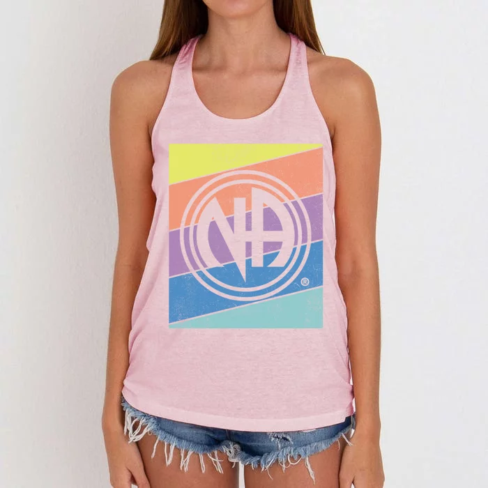 Retro Na Logo Distressed Narcotics Anonymous Na Aa Funny Gift Great Gift Women's Knotted Racerback Tank