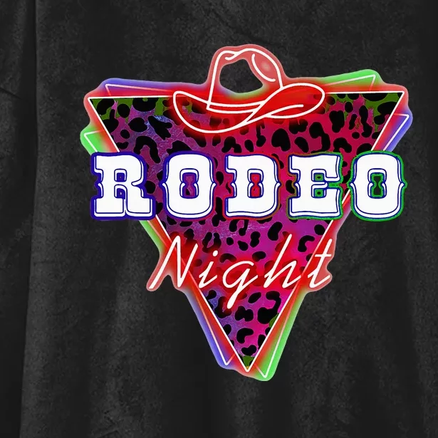 Rodeo Night Leopard Neon Cowboy Hat Hooded Wearable Blanket