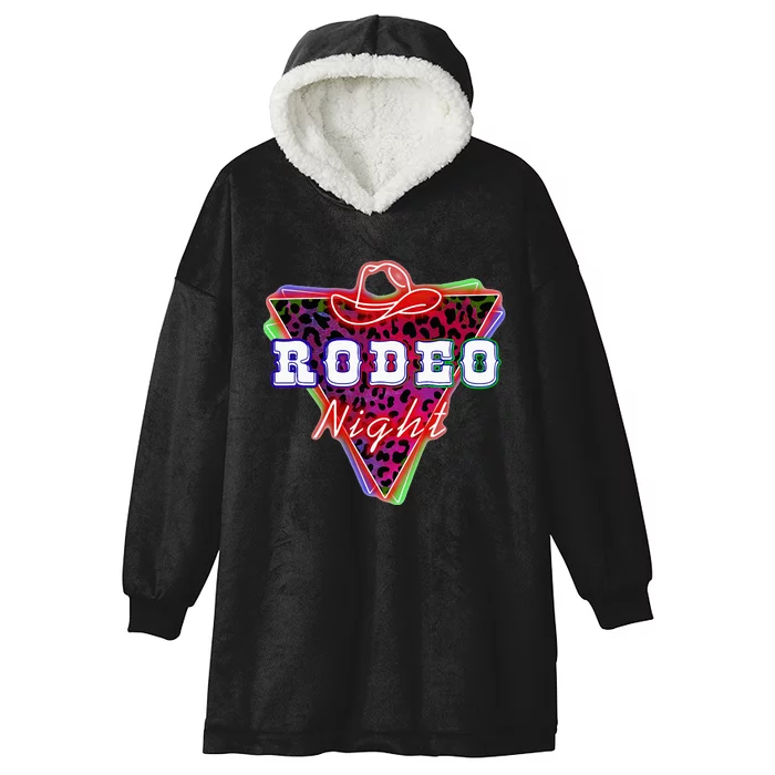 Rodeo Night Leopard Neon Cowboy Hat Hooded Wearable Blanket