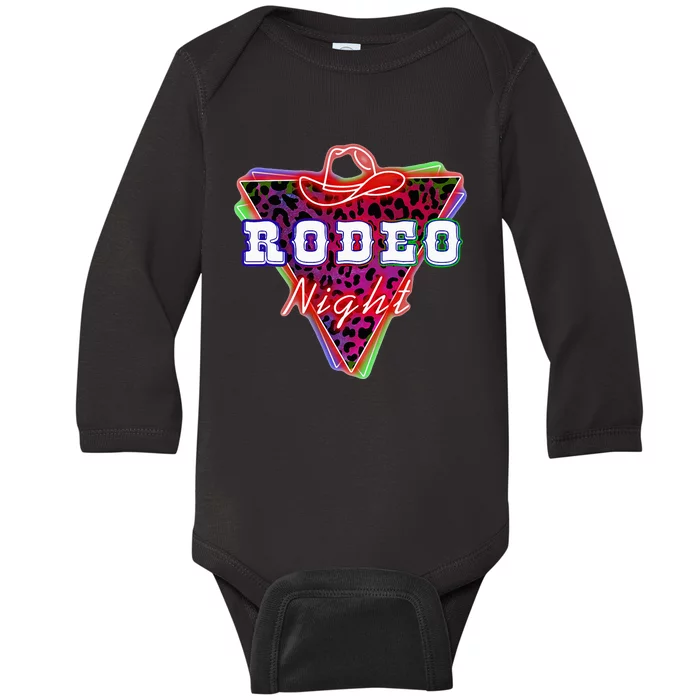 Rodeo Night Leopard Neon Cowboy Hat Baby Long Sleeve Bodysuit