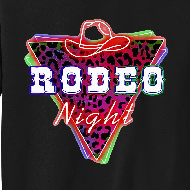 Rodeo Night Leopard Neon Cowboy Hat Tall Sweatshirt