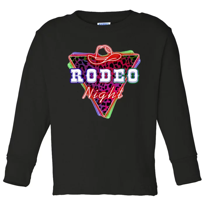 Rodeo Night Leopard Neon Cowboy Hat Toddler Long Sleeve Shirt