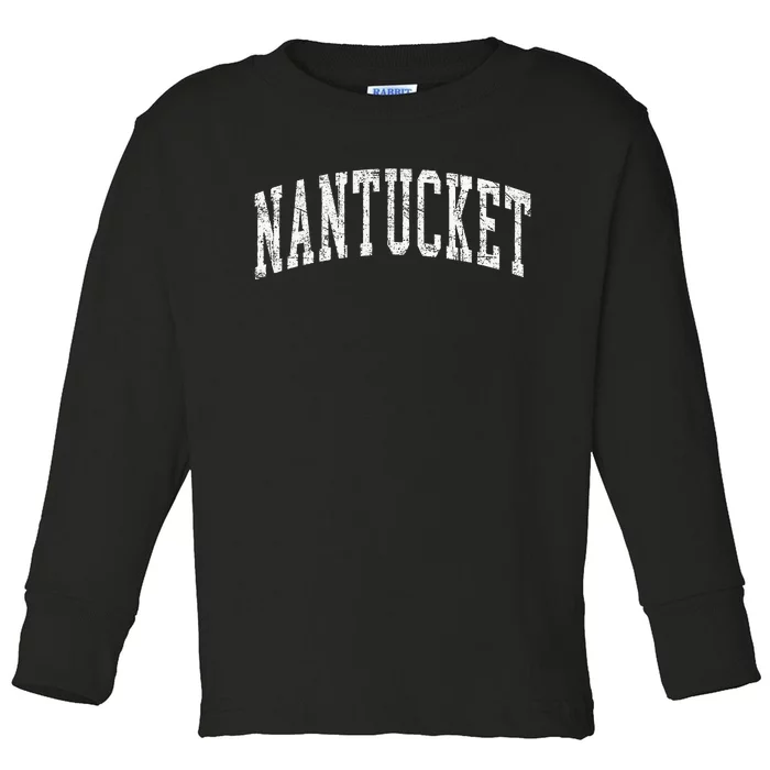 Retro Nantucket Massachusetts Beach Vacation Souvenir Toddler Long Sleeve Shirt