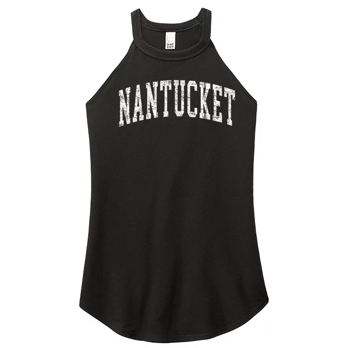 Retro Nantucket Massachusetts Beach Vacation Souvenir Women’s Perfect Tri Rocker Tank