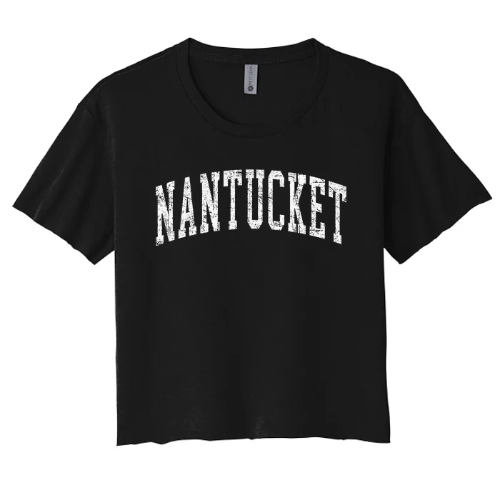 Retro Nantucket Massachusetts Beach Vacation Souvenir Women's Crop Top Tee