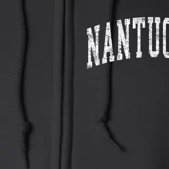 Retro Nantucket Massachusetts Beach Vacation Souvenir Full Zip Hoodie