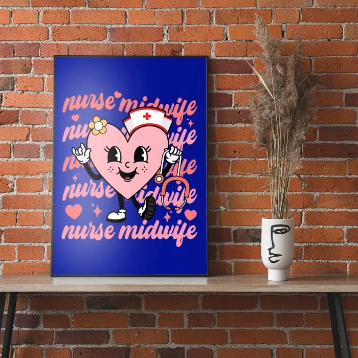 Retro Nurse Midwife Cute Valentines Day Hearts Stethoscope Gift Poster