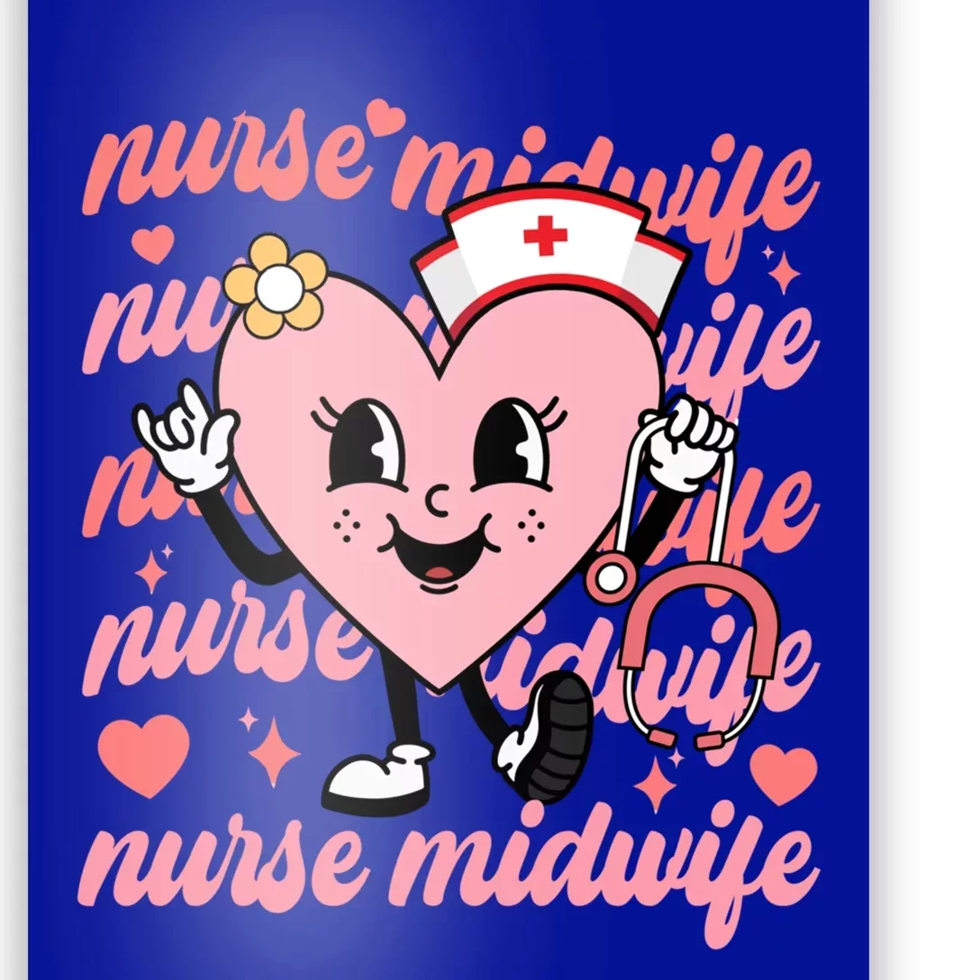 Retro Nurse Midwife Cute Valentines Day Hearts Stethoscope Gift Poster