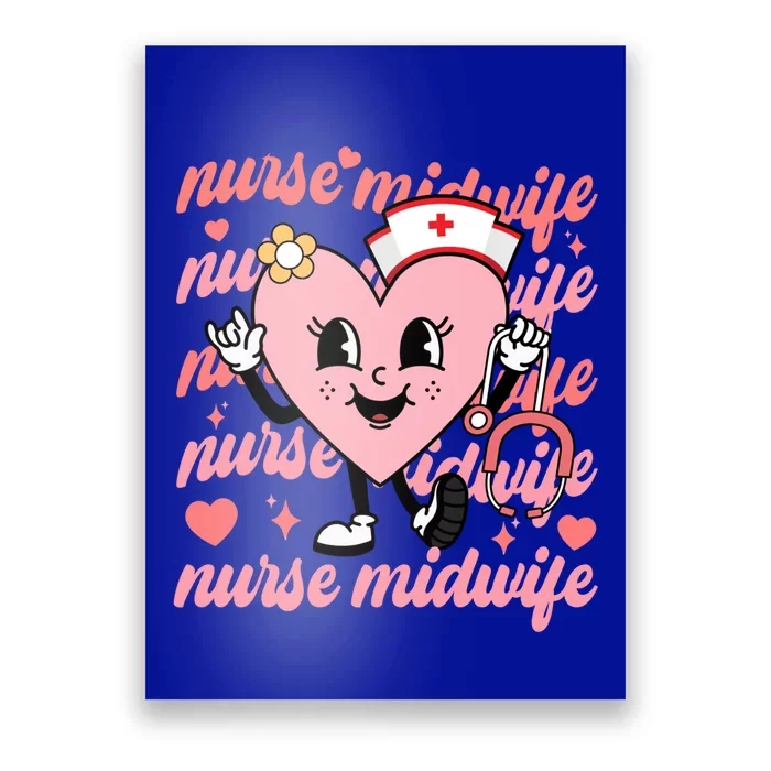 Retro Nurse Midwife Cute Valentines Day Hearts Stethoscope Gift Poster