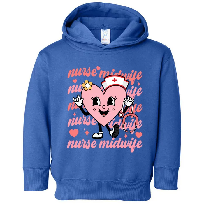 Retro Nurse Midwife Cute Valentines Day Hearts Stethoscope Gift Toddler Hoodie