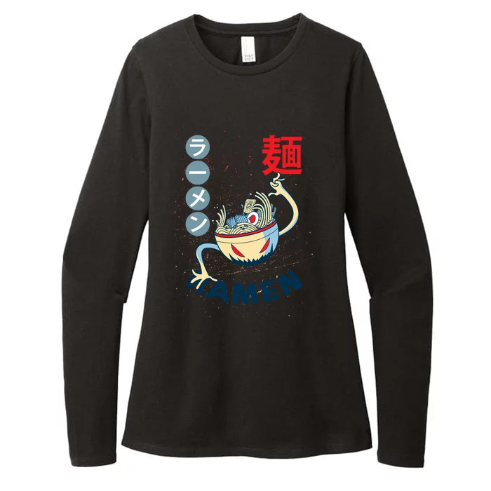 Ramen Noodles Monster Bowl Womens CVC Long Sleeve Shirt