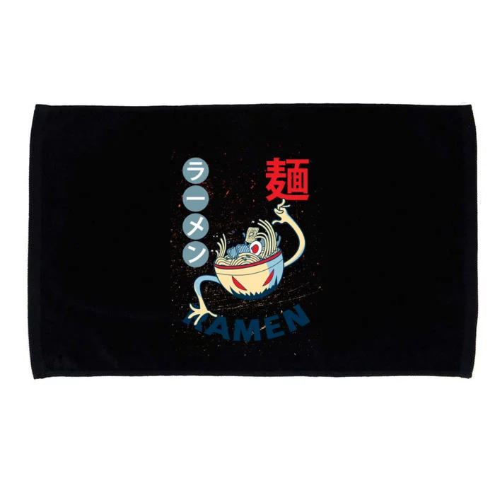 Ramen Noodles Monster Bowl Microfiber Hand Towel