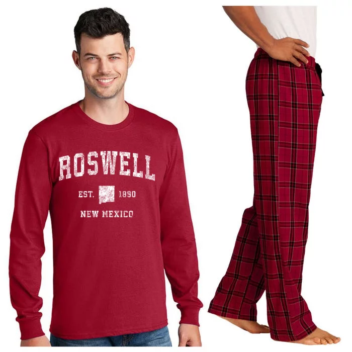 Roswell New Mexico Nm Vintage Athletic Sports Long Sleeve Pajama Set