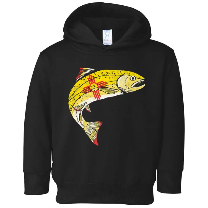 Retro New Mexico Flag Trout Vintage Fly Fishing Graphic Toddler Hoodie
