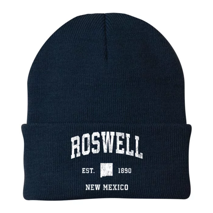 Roswell New Mexico Nm Vintage Athletic Sports Design Gift Knit Cap Winter Beanie