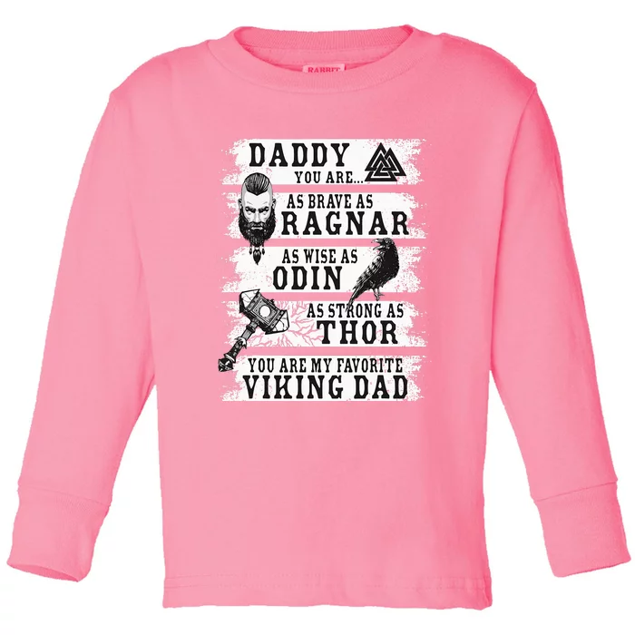 Retro Norse Mythology & Viking Saying Best Viking Daddy Toddler Long Sleeve Shirt