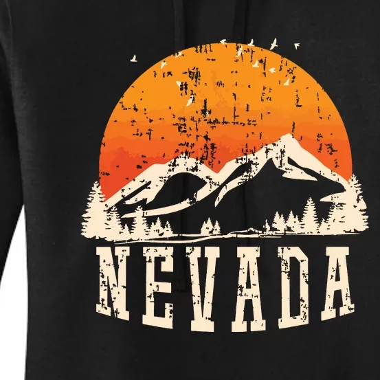 Retro Nevada Mountains Graphic Image Souvenir Us State Pride Women's Pullover Hoodie