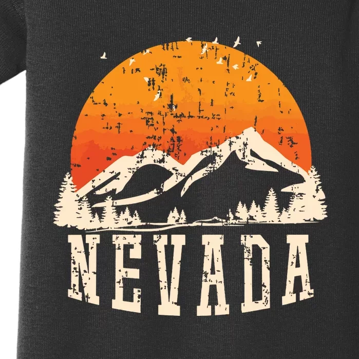 Retro Nevada Mountains Graphic Image Souvenir Us State Pride Baby Bodysuit