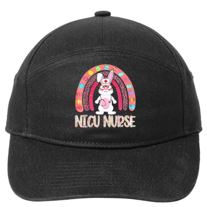 Rainbow NICU Nurse Easter Nurse Floral Bunny 7-Panel Snapback Hat