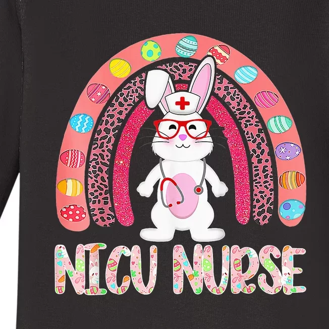 Rainbow NICU Nurse Easter Nurse Floral Bunny Baby Long Sleeve Bodysuit