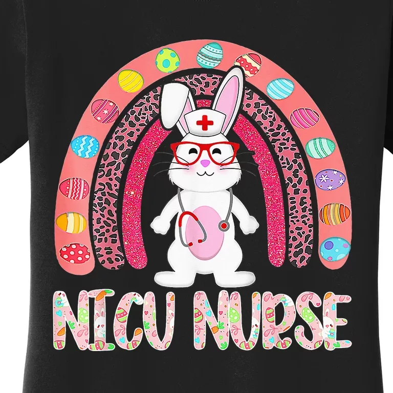 Rainbow NICU Nurse Easter Nurse Floral Bunny Women's T-Shirt