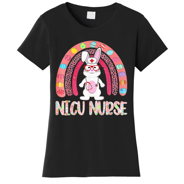 Rainbow NICU Nurse Easter Nurse Floral Bunny Women's T-Shirt