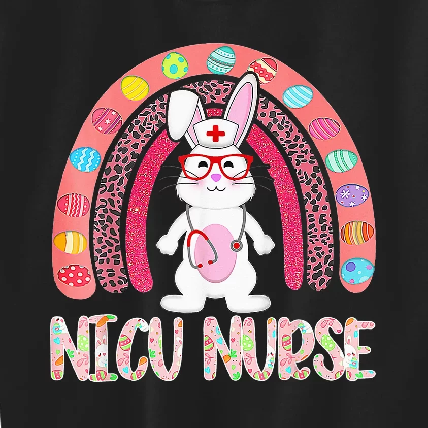 Rainbow NICU Nurse Easter Nurse Floral Bunny Kids Sweatshirt