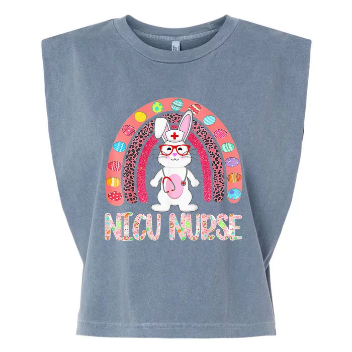 Rainbow NICU Nurse Easter Nurse Floral Bunny Garment-Dyed Women's Muscle Tee