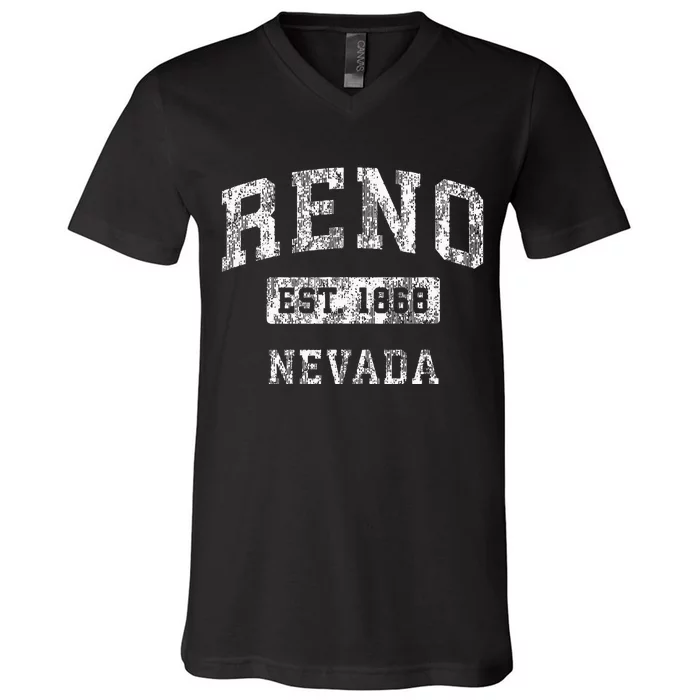 Reno Nevada Nv Vintage Established Sports V-Neck T-Shirt