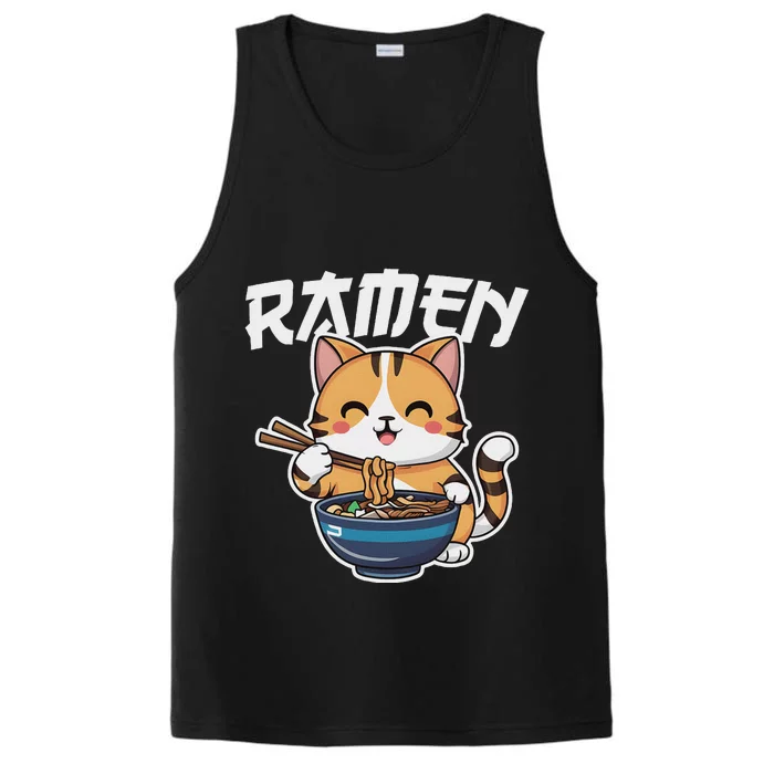 Ramen Noodle Neko Cat Japanese Kawaii Manga Anime Gift Performance Tank