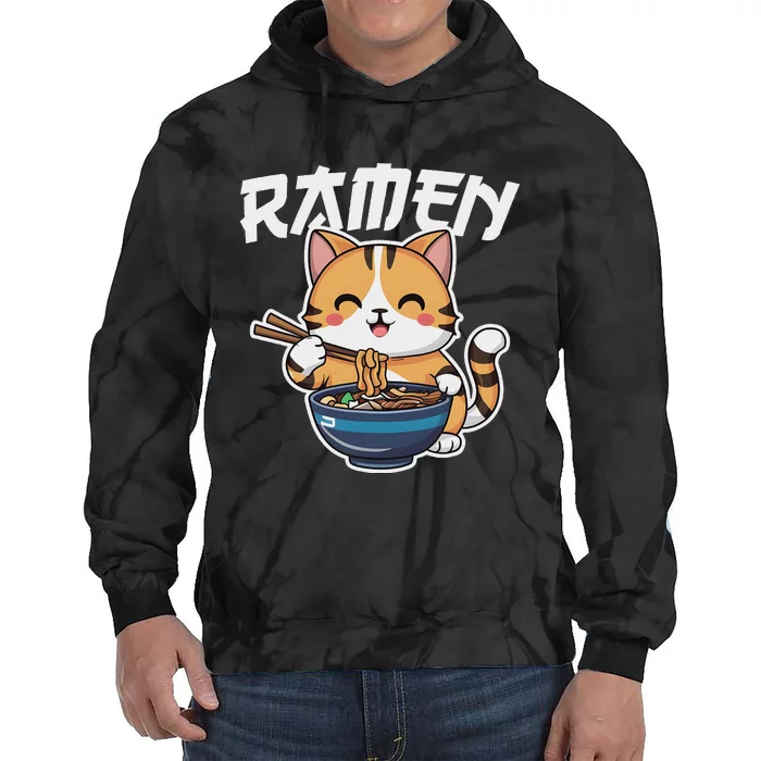 Ramen Noodle Neko Cat Japanese Kawaii Manga Anime Gift Tie Dye Hoodie