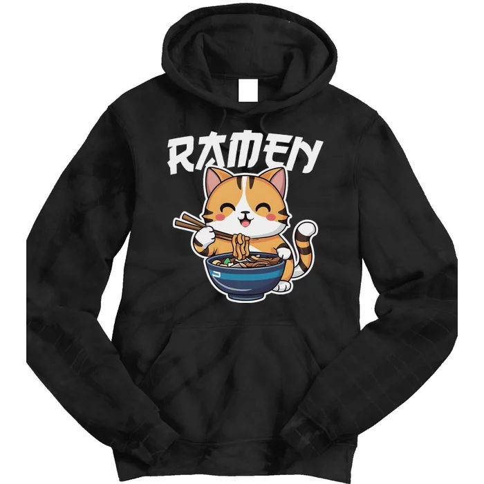 Ramen Noodle Neko Cat Japanese Kawaii Manga Anime Gift Tie Dye Hoodie