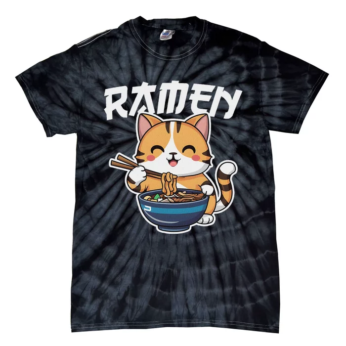 Ramen Noodle Neko Cat Japanese Kawaii Manga Anime Gift Tie-Dye T-Shirt