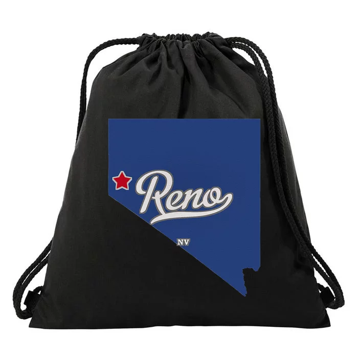 Reno Nevada NV Map Drawstring Bag