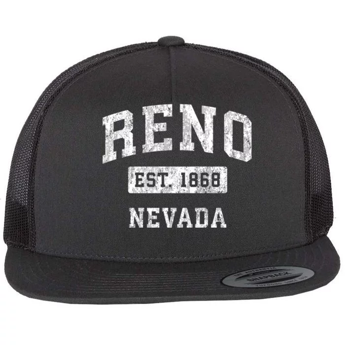 Reno Nevada Nv Vintage Established Sports Flat Bill Trucker Hat