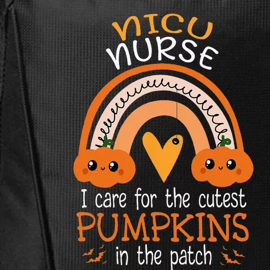 Rainbow NICU Nurse Cutest Pumpkins In The Patch Halloween RN City Backpack