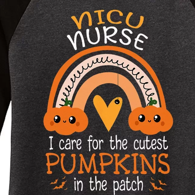 Rainbow NICU Nurse Cutest Pumpkins In The Patch Halloween RN Women's Tri-Blend 3/4-Sleeve Raglan Shirt