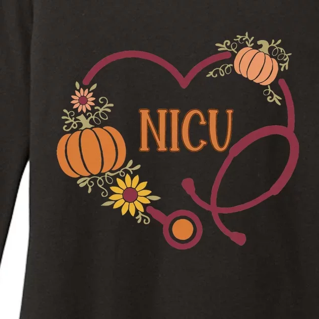 Retro Nicu Nurse Stethoscope Heart Pumpkin Fall Thanksgiving Womens CVC Long Sleeve Shirt