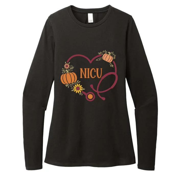 Retro Nicu Nurse Stethoscope Heart Pumpkin Fall Thanksgiving Womens CVC Long Sleeve Shirt