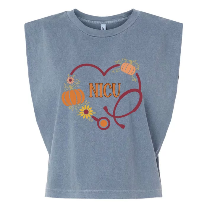 Retro Nicu Nurse Stethoscope Heart Pumpkin Fall Thanksgiving Garment-Dyed Women's Muscle Tee