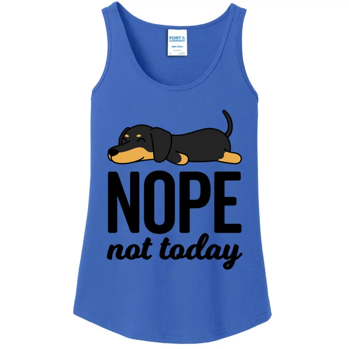 Retro Nope Not Today Funny Lazy Dachshund Wiener Dog Lover Gift Ladies Essential Tank