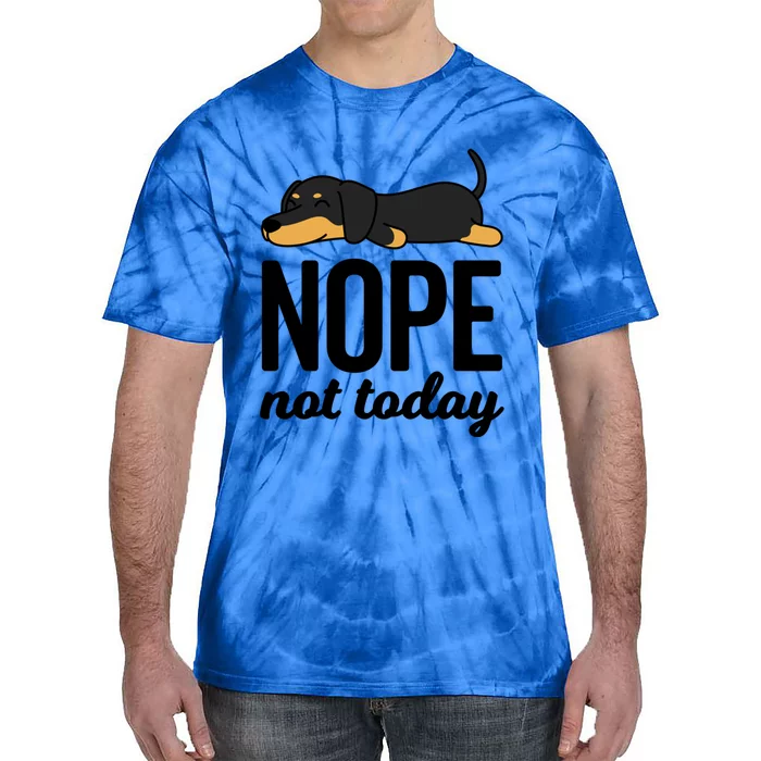 Retro Nope Not Today Funny Lazy Dachshund Wiener Dog Lover Gift Tie-Dye T-Shirt