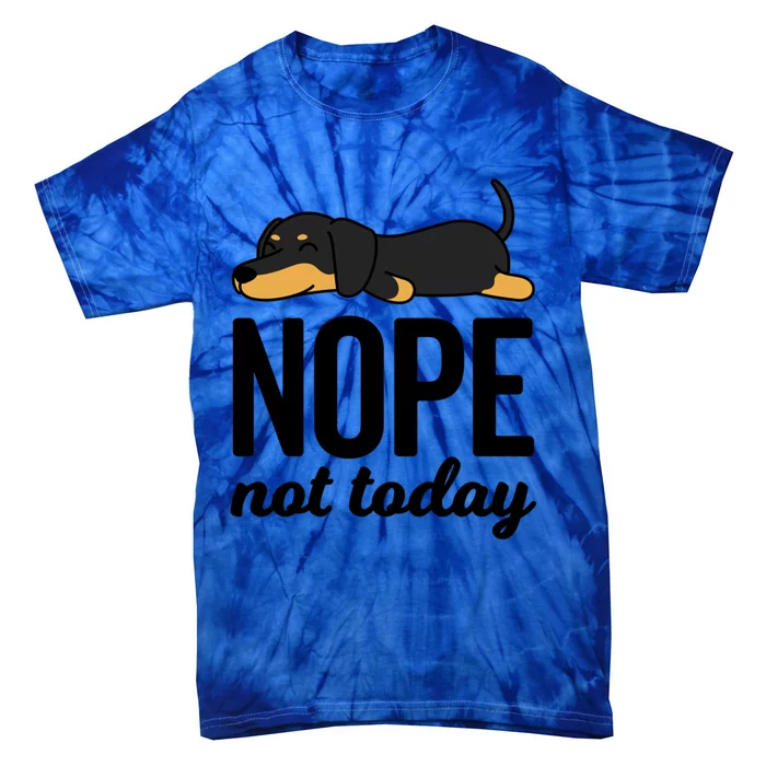 Retro Nope Not Today Funny Lazy Dachshund Wiener Dog Lover Gift Tie-Dye T-Shirt