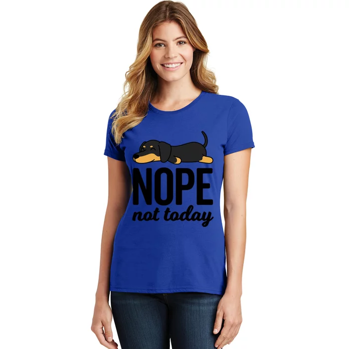 Retro Nope Not Today Funny Lazy Dachshund Wiener Dog Lover Gift Women's T-Shirt