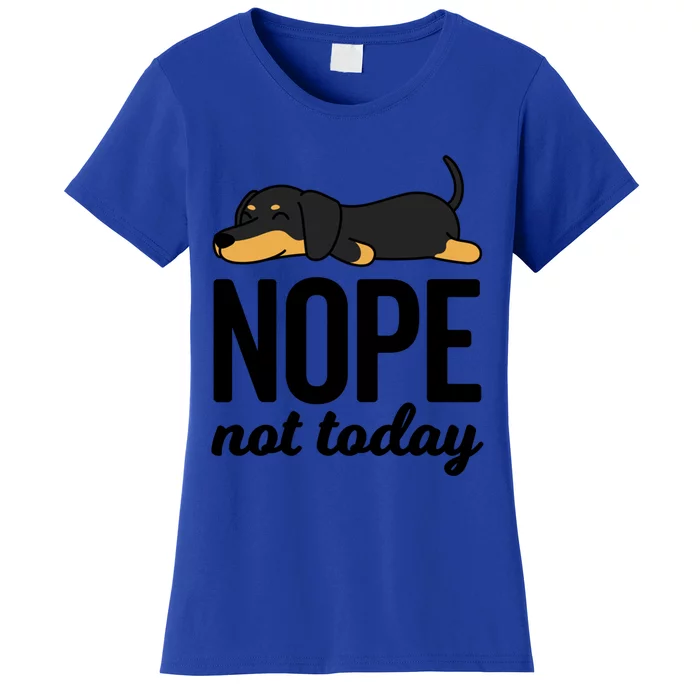 Retro Nope Not Today Funny Lazy Dachshund Wiener Dog Lover Gift Women's T-Shirt