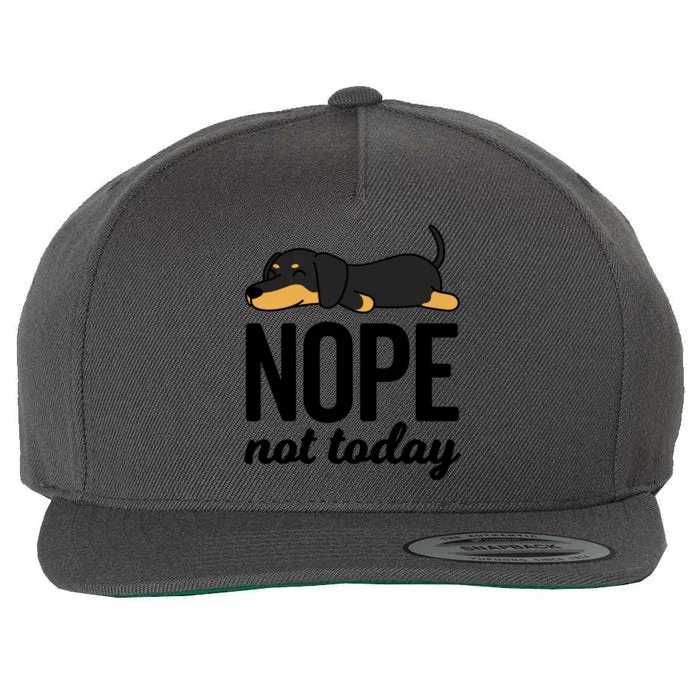 Retro Nope Not Today Funny Lazy Dachshund Wiener Dog Lover Gift Wool Snapback Cap