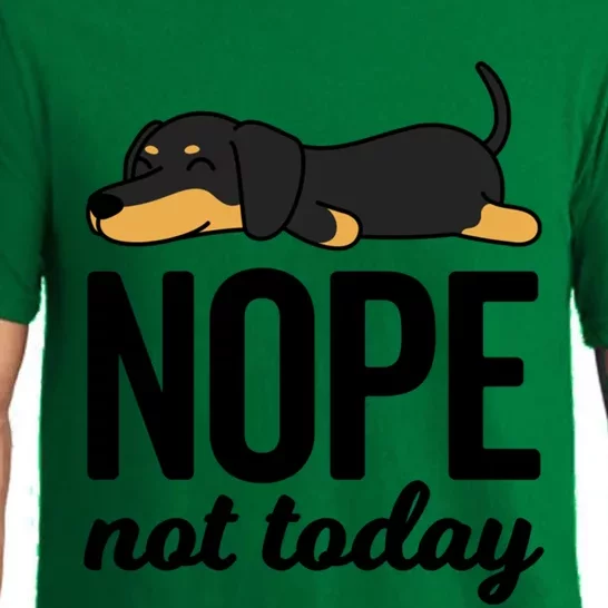 Retro Nope Not Today Funny Lazy Dachshund Wiener Dog Lover Gift Pajama Set