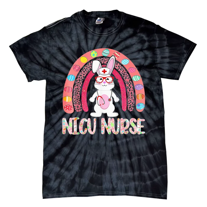 Rainbow NICU Nurse Easter Nurse Floral Bunny Tie-Dye T-Shirt