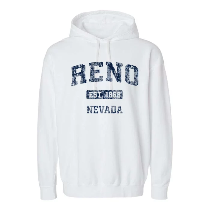 Reno Nevada Nv Vintage Athletic Sports Design Garment-Dyed Fleece Hoodie